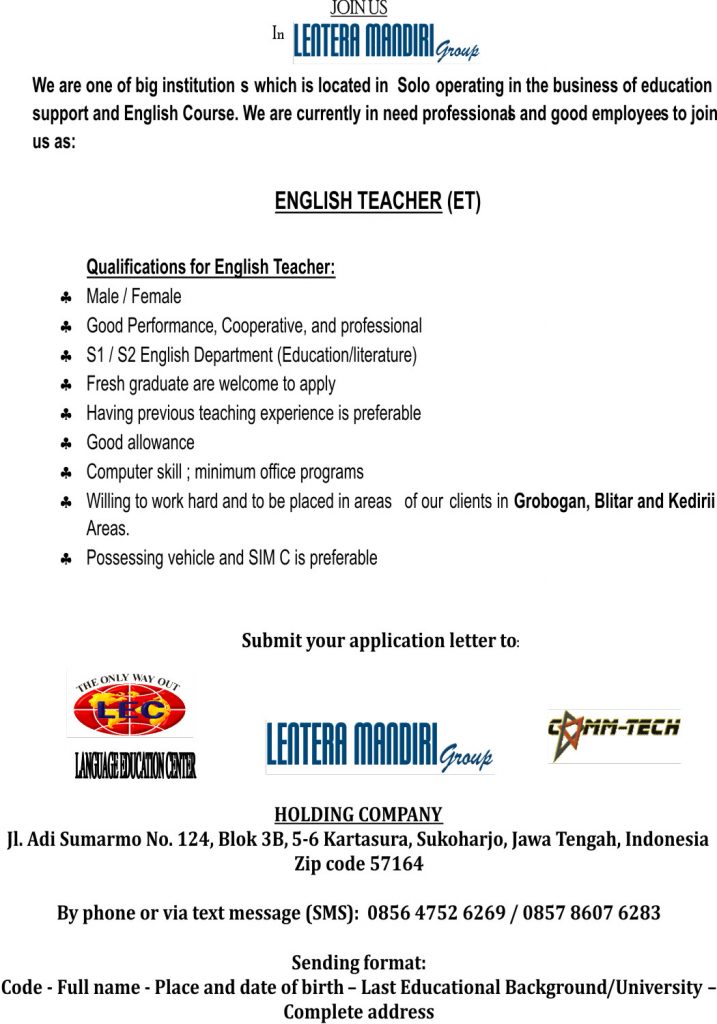Job vacancy in english