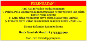 Read more about the article HATI -HATI TERHADAP PENIPUAN YANG MENGATASNAMAKAN UNIMUS, UNIMUS TIDAK MENGGUNAKAN NOMOR LAIN SELAIN NOMOR RESMI