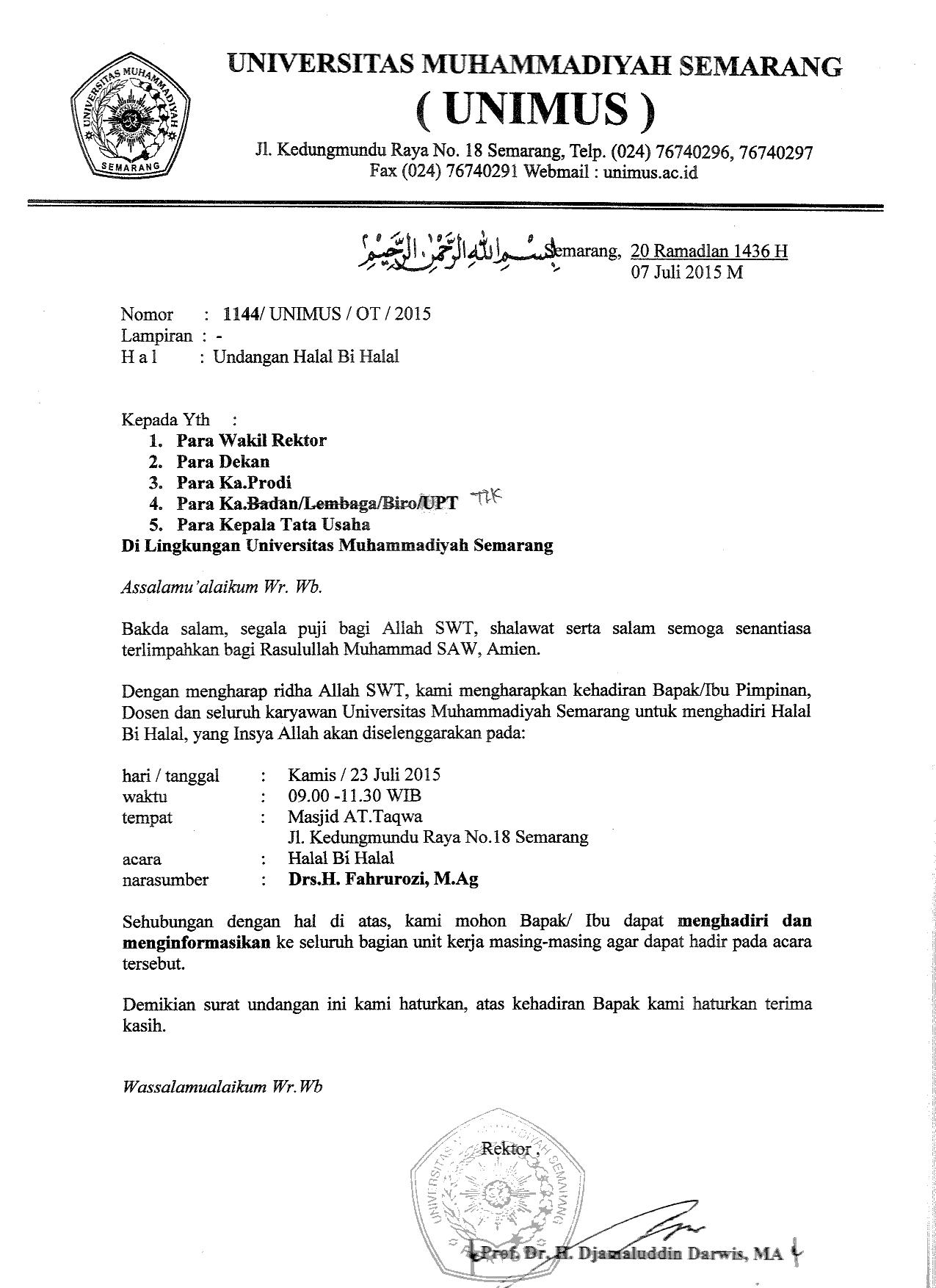 Halal Bihalal Unimus H Universitas Muhammadiyah Semarang