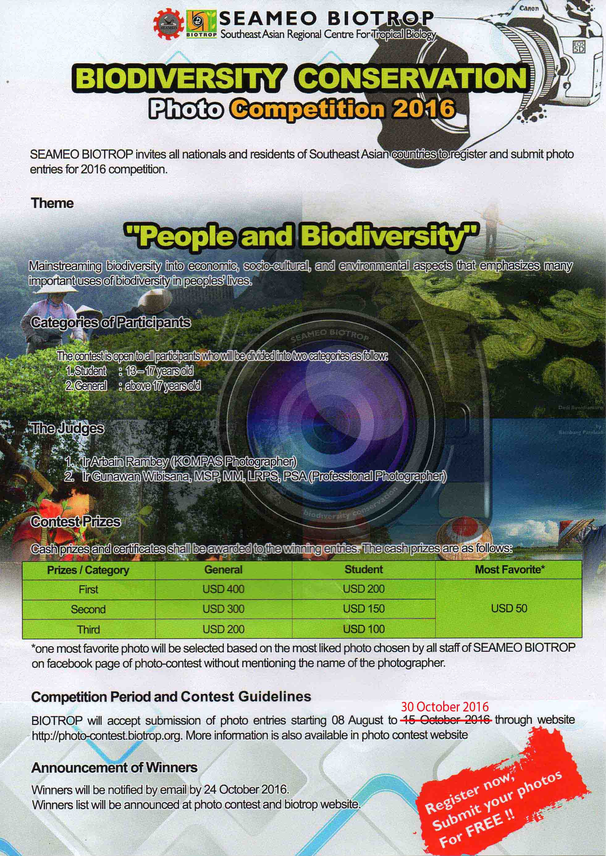 Read more about the article BIODIVERSITY CONSERVATION Photo Competition 2016 ” People and Biodiversity”