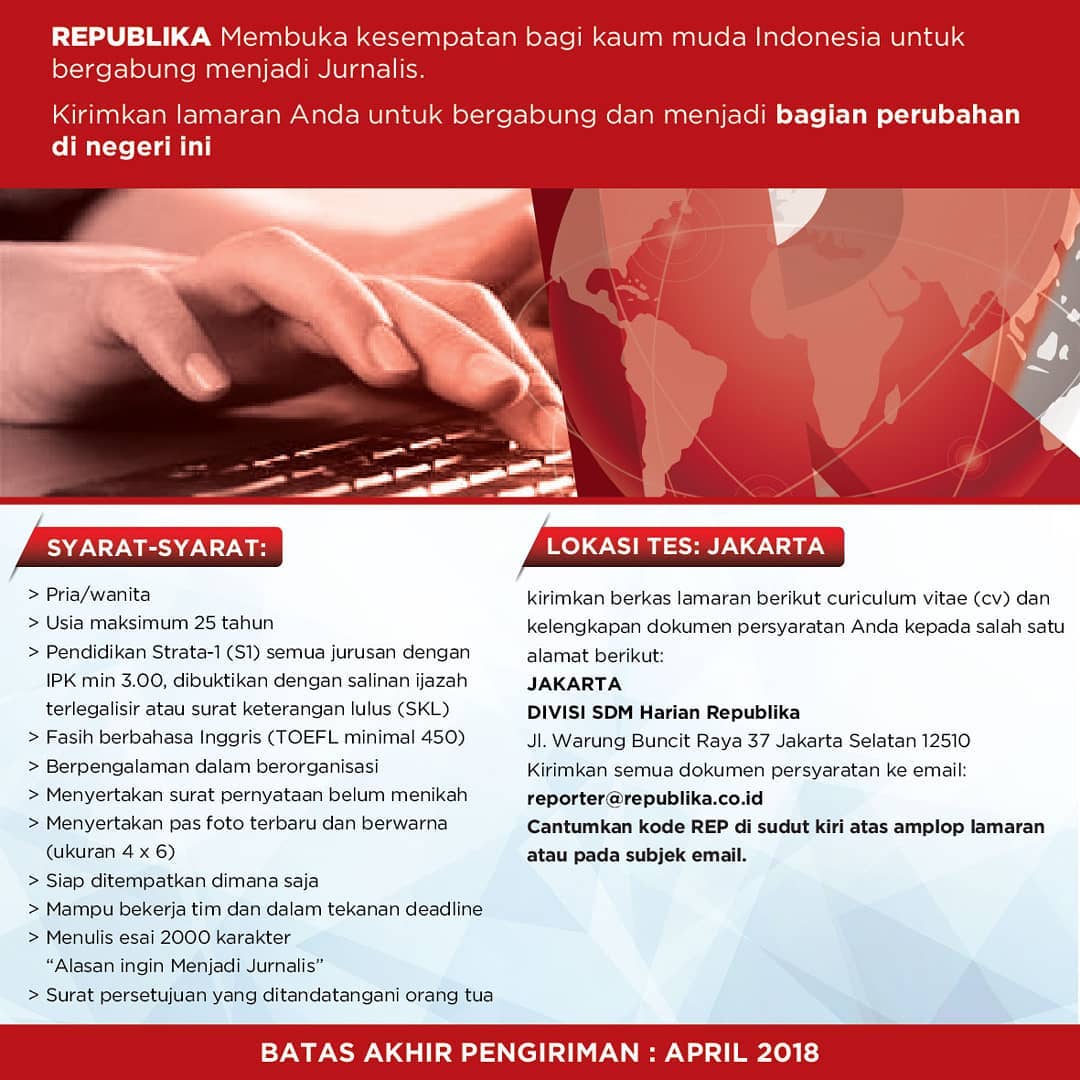 Read more about the article Lowongan Jurnalis Republika