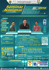 Read more about the article Seminar Nasional Industri Kreatif 4.0 “Potensi Perkembangan dan Strategi Sistem Informasi dalam Industri Keratif 4.0”