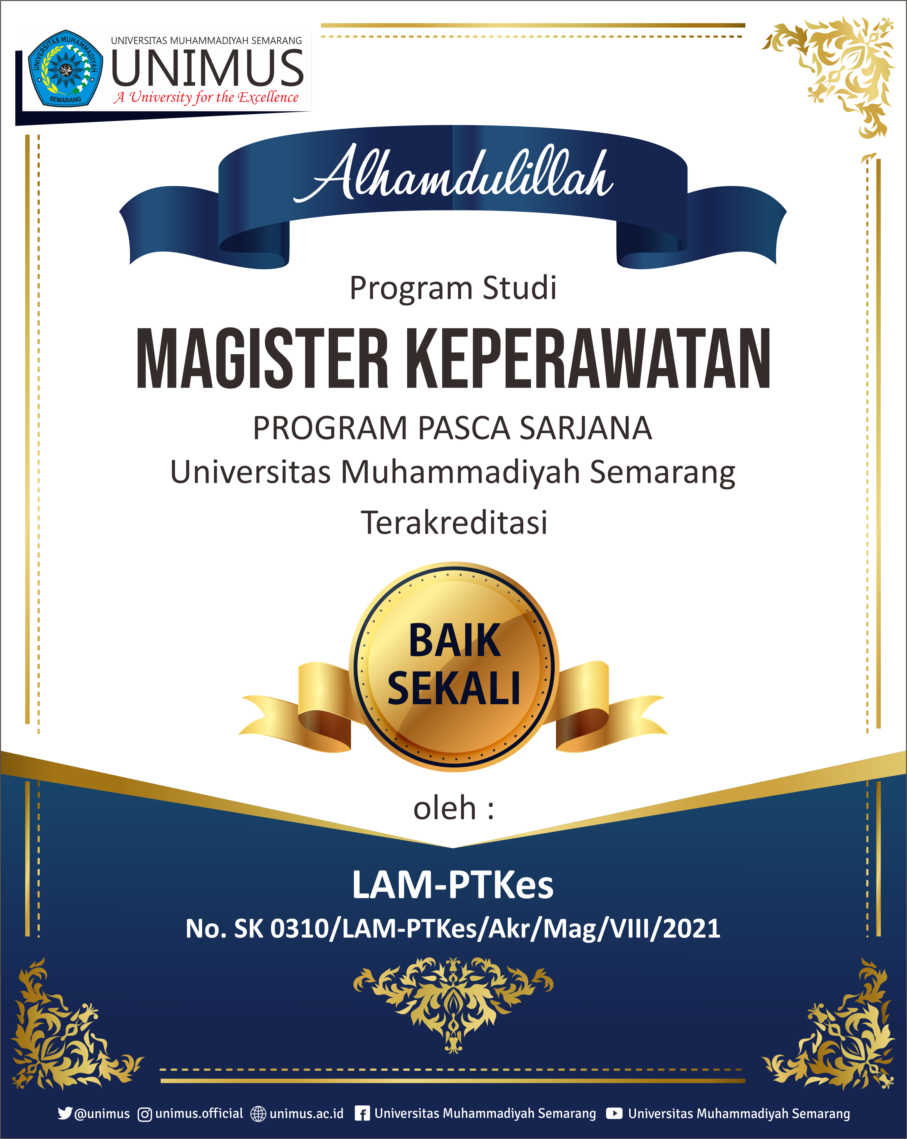 Alhamdulillah Perolehan Akreditasi Sangat Baik Program Magister Keperawatan Program Pasca Sarjana Unimus oleh LAM-PTKes