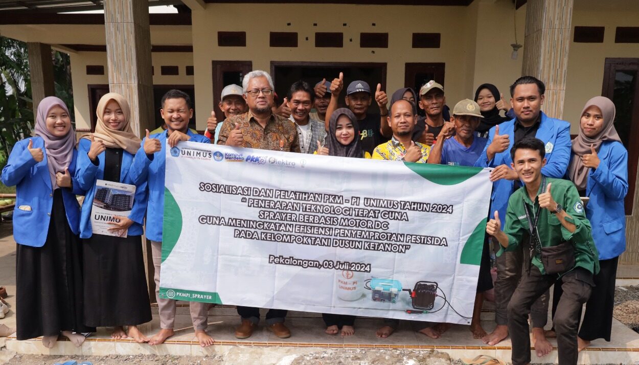 Read more about the article Tim PKM PI Unimus Gelar Sosialisasi dan Pelatihan “Penerapan Teknologi Tepat Guna Sprayer Berbasis Motor DC Guna Meningkatkan Efisiensi Penyemprotan Pestisida pada Tanaman Padi Kepada Kelompok Tani Dusun Ketanon, Kajen, Pekalongan