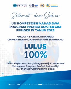 Read more about the article FKG UNIMUS Raih Kelulusan 100% dalam Uji Kompetensi Mahasiswa Program Profesi Dokter Gigi Periode IV Tahun 2025