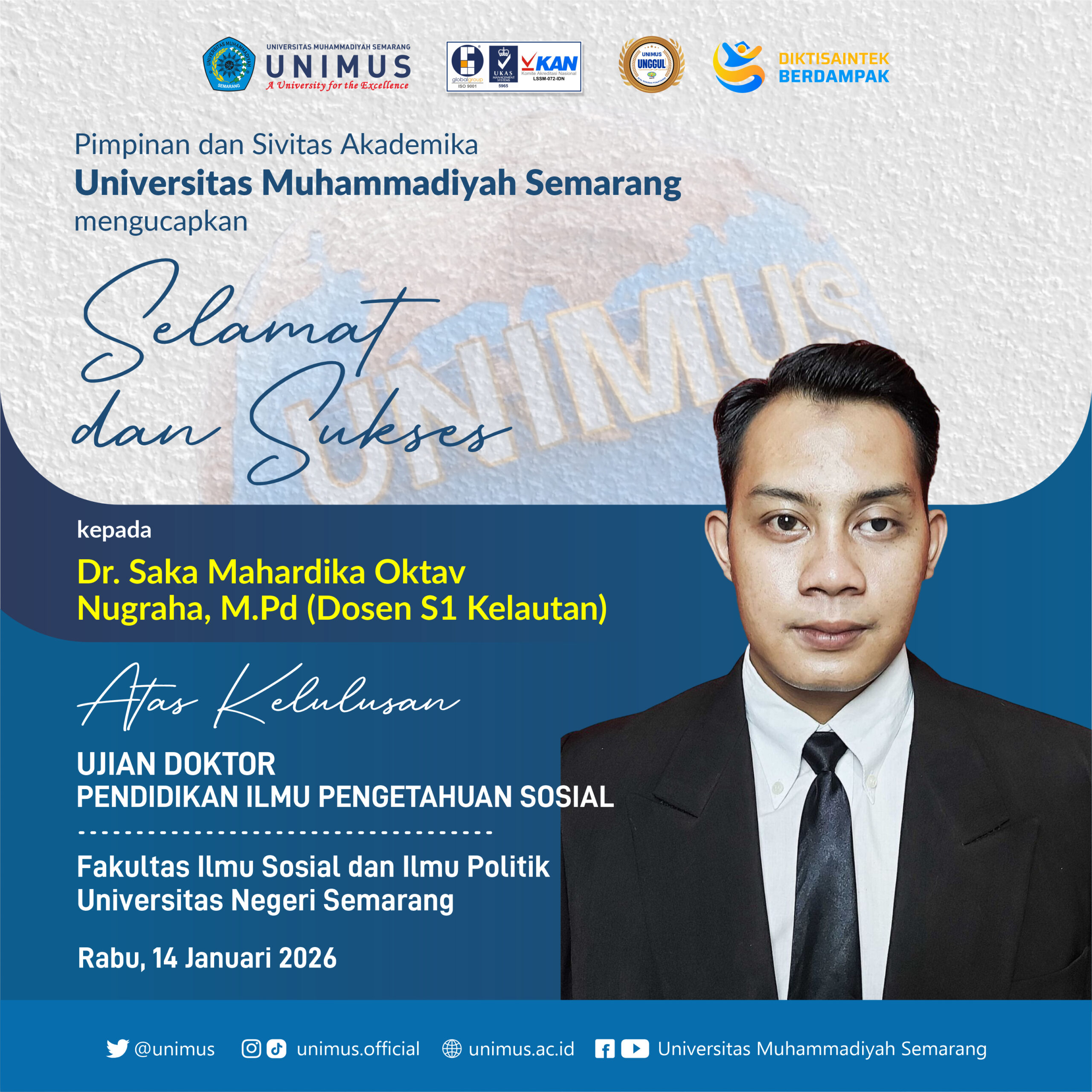 Read more about the article Tambah Doktor, Dosen UNIMUS Perkuat Kualitas Tridarma Perguruan Tinggi